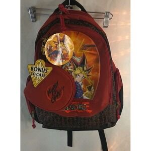 Vintage 90s Yu-Gi-Oh Backpack King Of Games 1996 Bonus CD Case Zipper Maroon